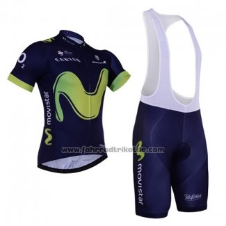 2017 Fahrradbekleidung Movistar Shwarz Trikot Kurzarm und Tragerhose