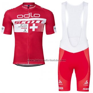 2017 Fahrradbekleidung Scott Champion Schweiz Trikot Kurzarm und Tragerhose