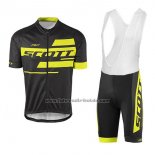 2017 Fahrradbekleidung Scott Shwarz und Gelb Trikot Kurzarm und Tragerhose