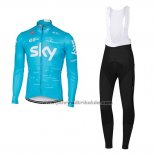 2017 Fahrradbekleidung Sky Azurblau Trikot Langarm und Tragerhose