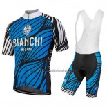 2018 Fahrradbekleidung Bianchi Caina Blau Trikot Kurzarm und Tragerhose