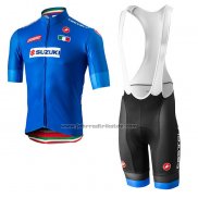 2018 Fahrradbekleidung Italien Blau Trikot Kurzarm und Tragerhose(1)