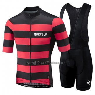 2018 Fahrradbekleidung Morvelo Shwarz und Rot Trikot Kurzarm und Tragerhose