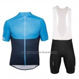 2018 Fahrradbekleidung POC Essential XC Blau und Shwarz Trikot Kurzarm und Tragerhose