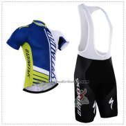 2018 Fahrradbekleidung Specialized Blau Grun Wei Trikot Kurzarm und Tragerhose