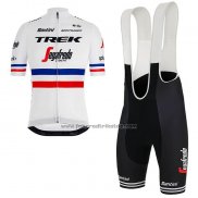 2018 Fahrradbekleidung Trek Segafredo Champion Frankreich Trikot Kurzarm und Tragerhose