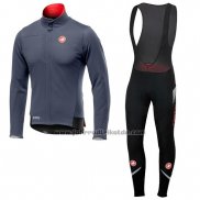 2019 Fahrradbekleidung Castelli DE Grau Rot Trikot Langarm und Tragerhose