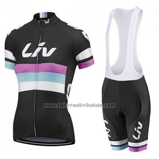 2019 Fahrradbekleidung Frau Liv Shwarz Wei Volett Trikot Kurzarm und Tragerhose