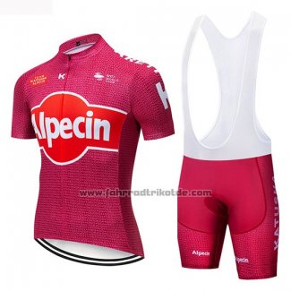 2019 Fahrradbekleidung Katusha Alpecin Rot Trikot Kurzarm und Tragerhose