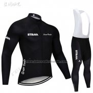 2019 Fahrradbekleidung STRAVA Shwarz Trikot Langarm und Tragerhose