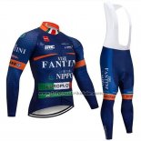 2019 Fahrradbekleidung Vini Fantini Blau Trikot Langarm und Tragerhose