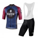 2020 Fahrradbekleidung Bianchi Shwarz Blau Rot Trikot Kurzarm und Tragerhose
