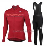 2020 Fahrradbekleidung Frau Sportful Rot Trikot Langarm und Tragerhose