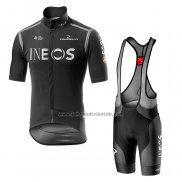 2020 Fahrradbekleidung INEOS Shwarz Grau Trikot Kurzarm und Tragerhose(1)