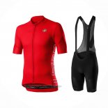 2021 Fahrradbekleidung Castelli Rot Trikot Kurzarm und Tragerhose