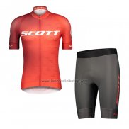 2021 Fahrradbekleidung Scott Rot Trikot Kurzarm und Tragerhose