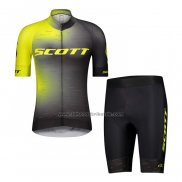 2021 Fahrradbekleidung Scott Shwarz Gelb Trikot Kurzarm und Tragerhose(1)