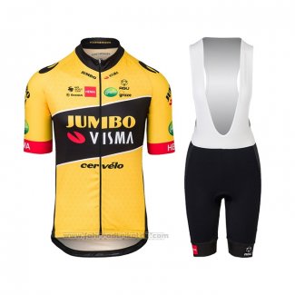 2022 Fahrradbekleidung Jumbo Visma Gelb Trikot Kurzarm und Tragerhose