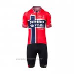 2022 Fahrradbekleidung Jumbo Visma Rot Blau Trikot Kurzarm und Tragerhose