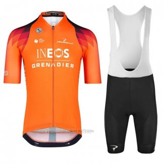 2023 Fahrradbekleidung Ineos Grenadiers Orange Trikot Kurzarm und Tragerhose