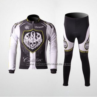 2010 Fahrradbekleidung Rock Racing Silber und Wei Trikot Langarm und Tragerhose