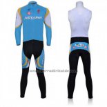 2011 Fahrradbekleidung Astana Azurblau Trikot Langarm und Tragerhose