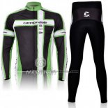 2011 Fahrradbekleidung Cannondale Wei und Grun Trikot Langarm und Tragerhose