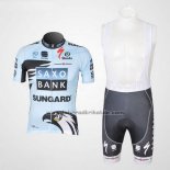 2011 Fahrradbekleidung Saxo Bank Hellblau Trikot Kurzarm und Tragerhose