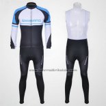 2011 Fahrradbekleidung Shimano Blau und Wei Trikot Langarm und Tragerhose