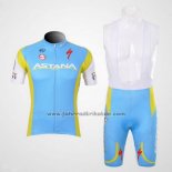 2012 Fahrradbekleidung Astana Hellblau Trikot Kurzarm und Tragerhose