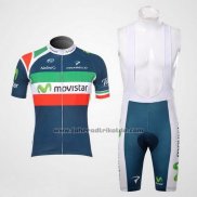 2012 Fahrradbekleidung Movistar Champion Italien Trikot Kurzarm und Tragerhose