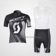 2012 Fahrradbekleidung Scott Shwarz und Grau Trikot Kurzarm und Tragerhose