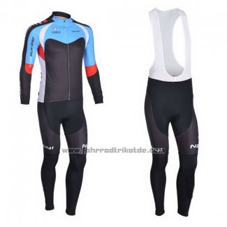 2013 Fahrradbekleidung Nalini Shwarz und Azurblau Trikot Langarm und Tragerhose