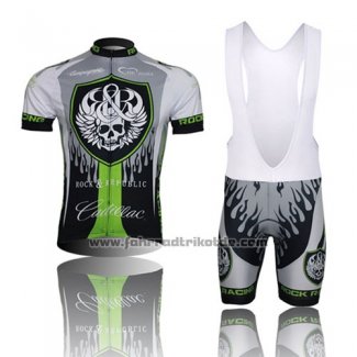 2013 Fahrradbekleidung Rock Racing Shwarz und Grun Trikot Kurzarm und Tragerhose