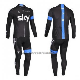 2013 Fahrradbekleidung Sky Blau und Shwarz Trikot Langarm und Tragerhose