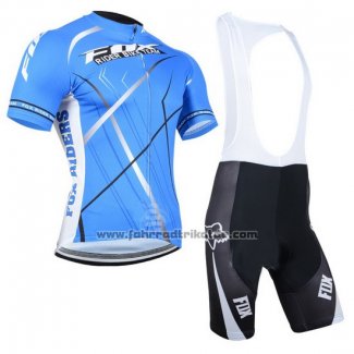 2014 Fahrradbekleidung Fox Azurblau Trikot Kurzarm und Tragerhose