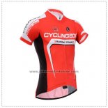 2014 Fahrradbekleidung Fox Cyclingbox Rot und Wei Trikot Kurzarm und Tragerhose