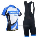 2014 Fahrradbekleidung Monton Wei und Azurblau Trikot Kurzarm und Tragerhose