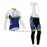 2014 Fahrradbekleidung Orica GreenEDGE Wei und Blau Trikot Langarm und Tragerhose