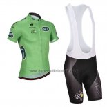 2014 Fahrradbekleidung Tour de France Grun Trikot Kurzarm und Tragerhose