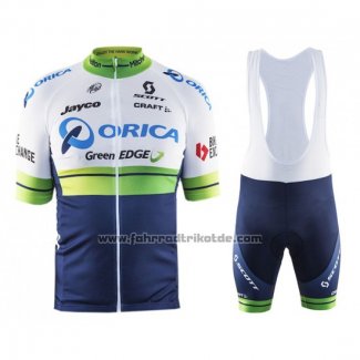 2016 Fahrradbekleidung Orica GreenEDGE Wei und Blau Trikot Kurzarm und Tragerhose