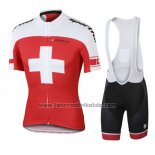 2016 Fahrradbekleidung Schweiz Wei und Rot Trikot Kurzarm und Tragerhose