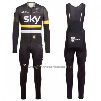 2016 Fahrradbekleidung Sky Gelb Trikot Langarm und Tragerhose