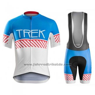 2016 Fahrradbekleidung Trek Bontrager Wei und Blau Trikot Kurzarm und Tragerhose