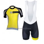 2017 Fahrradbekleidung Biemme Moody Gelb Trikot Kurzarm und Tragerhose