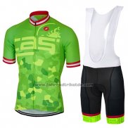 2017 Fahrradbekleidung Castelli Hell Grun Trikot Kurzarm und Tragerhose