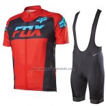 2017 Fahrradbekleidung Fox Livewire Rot Trikot Kurzarm und Tragerhose