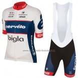 2017 Fahrradbekleidung Frau Cervelo Bigla Wei Trikot Kurzarm und Tragerhose