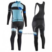 2017 Fahrradbekleidung Frau Orbea Shwarz und Blau Trikot Langarm und Tragerhose