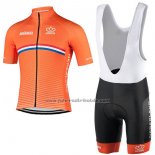 2017 Fahrradbekleidung Niederlande Orange Trikot Kurzarm und Tragerhose